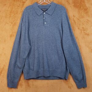 BLOOMINGDALES Sweater Mens XXL Gray Polo Collared 100% Cashmere 2-Ply $228